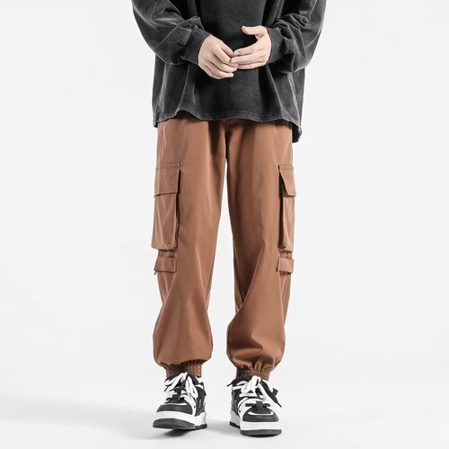 Selected Summer Thin Work Pants for Men, American Trend Loose Sporty Casual Pants, Versatile Multi-Pocket Long Pants