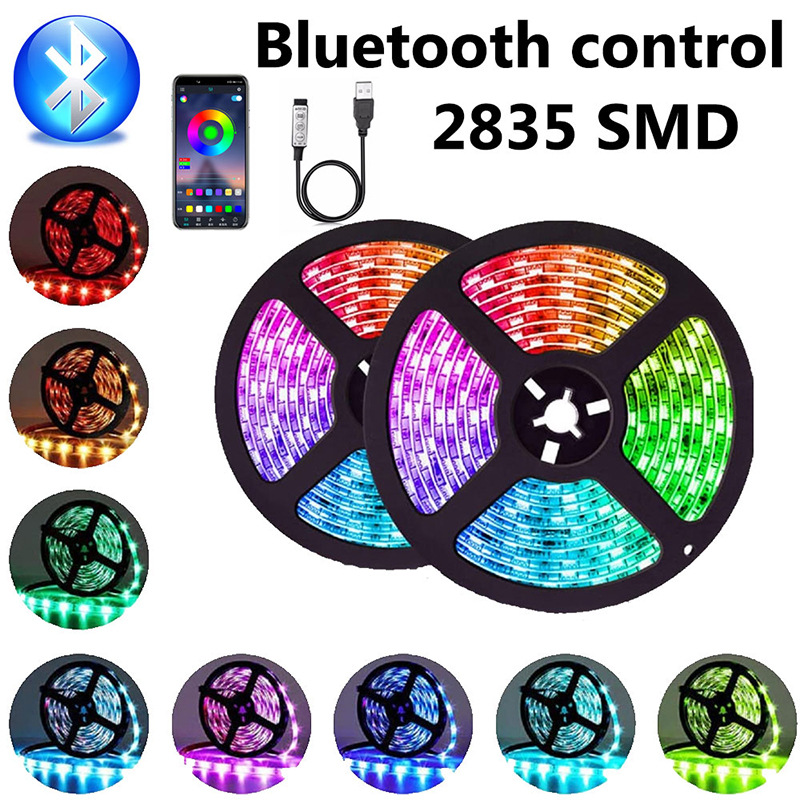 Traje de tira de luz LED dedicado transfronterizo 5050/2835 Bluetooth APP control RGB interior bajo voltaje sala de estar tira de luz