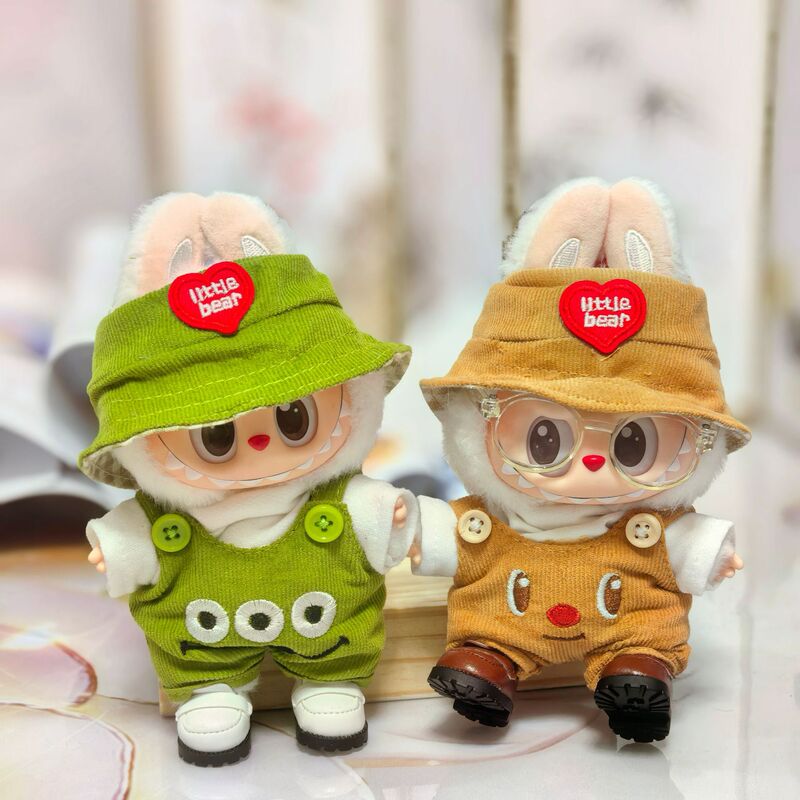 Baby Clothes 15cm Labubu First, Second, and Third Generation Labubu 10cm Cotton Doll Three-Eyed Monster Set Butter Bear