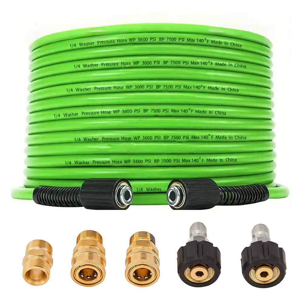 High-Pressure Cleaning Machine Hose Green M22-14 Car Wash Hose Anti-Twist Pvc Explosion-Proof Hose 3200Psi Copper-Plated