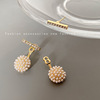 South Korean goods, earrings, retro long silver needle with tassels from pearl, french style, silver 925 sample, wholesale