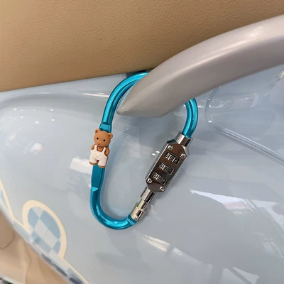 anti-theft lock | Helmet lock - aluminum-alloy-materialblue-model-with-brown-strap-bear