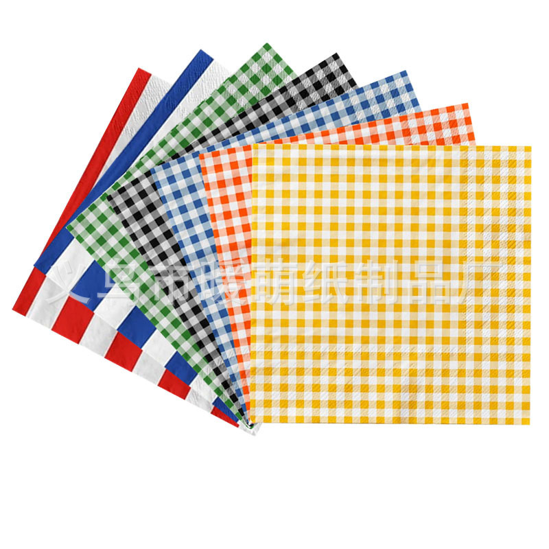 Cross Border Classic Plaid Printing Napkin Color Bronzing Raw Wood Pulp Handkerchief Light Luxury Paper Towel Wholesale Customization Cross Border Classic Plaid Printing Napkin Color Bronzing Raw Wood Pulp Handkerchief Light Luxury Paper Towel Wholesale Customization
