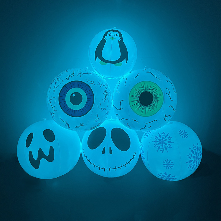 Factory direct sales of glowing Halloween inflatable beach balls, scary skeleton ghosts, children's water party decorations wholesale