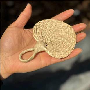 Mid-Autumn and Dragon Boat Festival Handmade Mini Cattail Fan Weaving DIY Material Floral Car Hanging Decoration Sunflower Fan