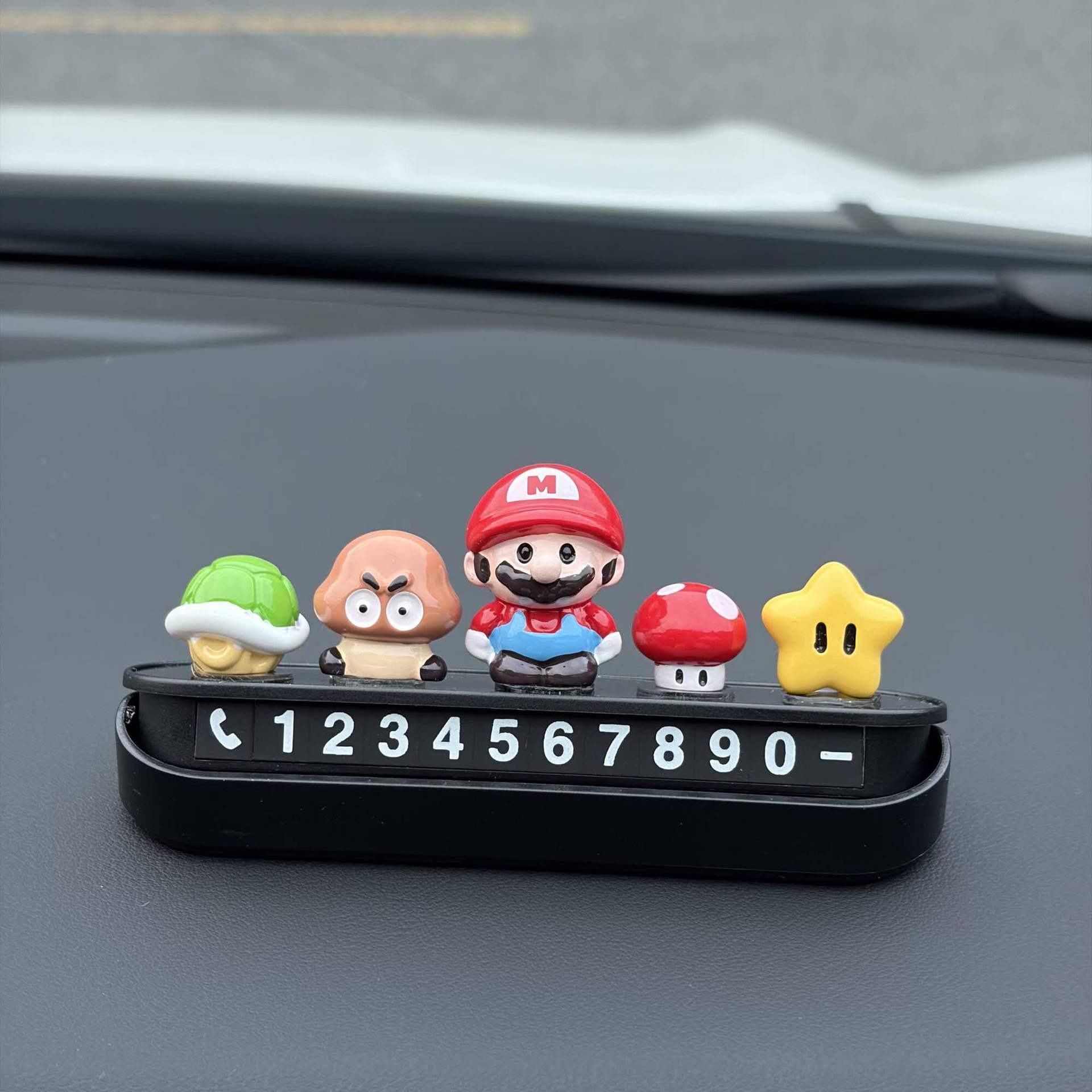 Super Mario Parking Number Plate 2026 New Model Car Dashboard Decoration Car Ornament Mobile Number Plate