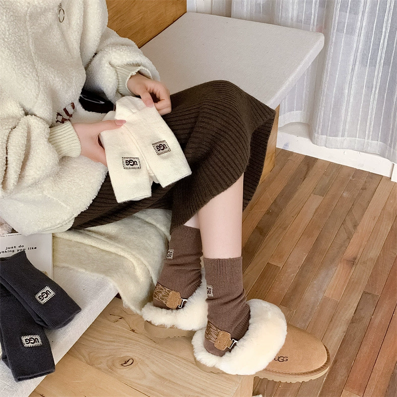 Long UGG Socks (UGG) — Mid-length embroidered warm socks, one size