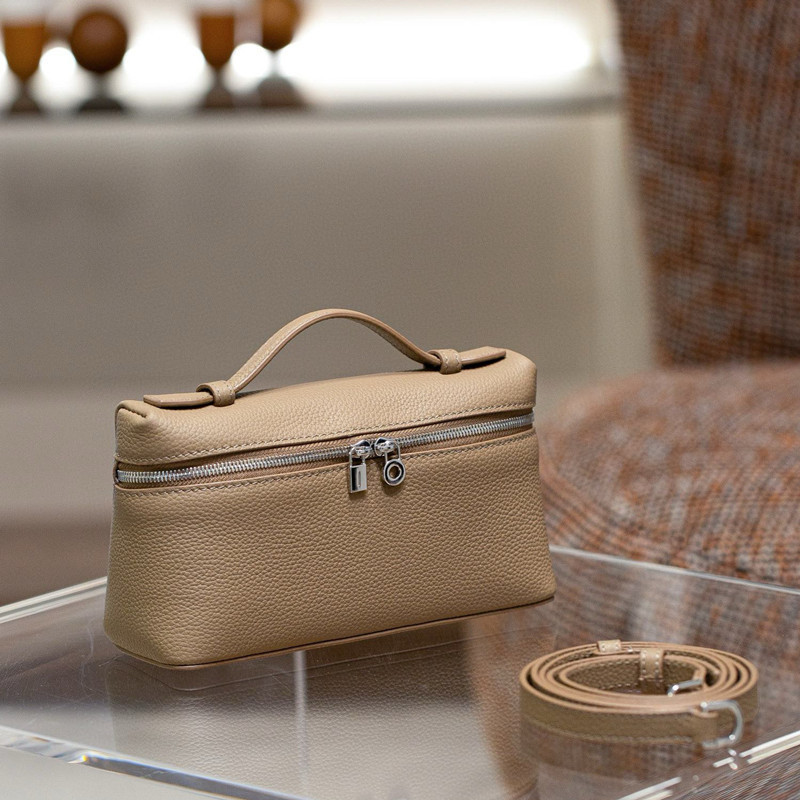 2025 New Lp19 Genuine Leather Lunch Box Bag Hand-Held Clutch Bag Single Shoulder Crossbody Bag Women's First Layer Cowhide Box Bag