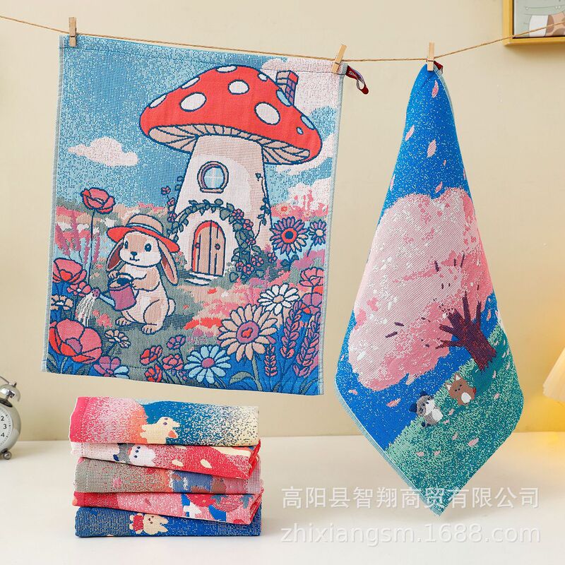 Pure Cotton Gauze Towel, Four-Layer Gauze Square Towel, Kindergarten Children's All-Cotton Square Towel, Wholesale Export to Korea, Dishwashing Towel