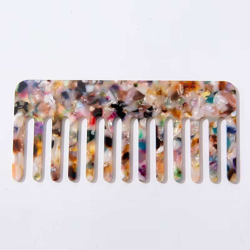 Exportación transfronteriza a Japón y Corea del Sur peine de dientes anchos de venta caliente fibra ácida acetato ecológico esponjoso peine para mujer peine para el cabello seco y húmedo