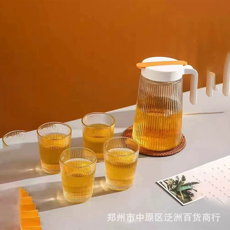 Девять дней muguang серии из пяти частей стеклянный набор воды Творческий вертикальный узор чашка горшок большой емкости бутылка холодной воды подарок оптом