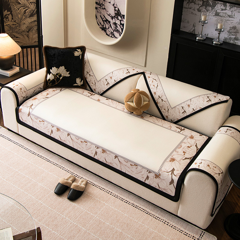 Medieval 2025 nuevo sofá general cuatro estaciones cojín toallas de tela francesa retro cojín fijo cojín antideslizante