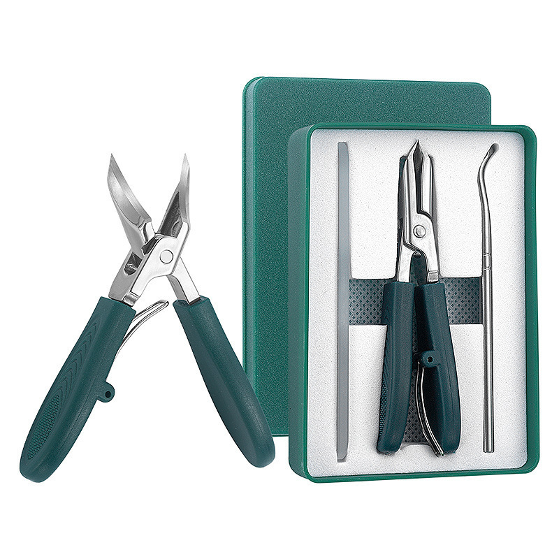 Sharp Pointed Slanted Nail Clippers, Nail File, and Nail Picker 3-Piece Set, High Precision Boxed Manicure Nail Clippers