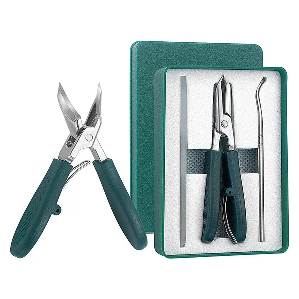 Sharp Pointed Slanted Nail Clippers, Nail File, and Nail Picker 3-Piece Set, High Precision Boxed Manicure Nail Clippers