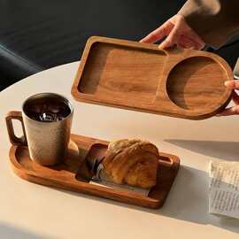 日式木质餐盘咖啡厅甜品托盘茶水杯垫甜品咖啡托盘早餐收纳盘子