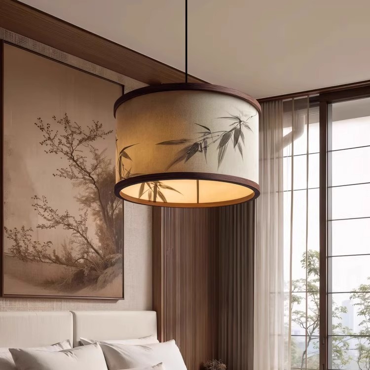 New Chinese Ink Painting Living Room Chandelier Song Dynasty Aesthetic Bamboo Leaf Restaurant Bedroom Tea Room Chandelier Zen Study Chandelier