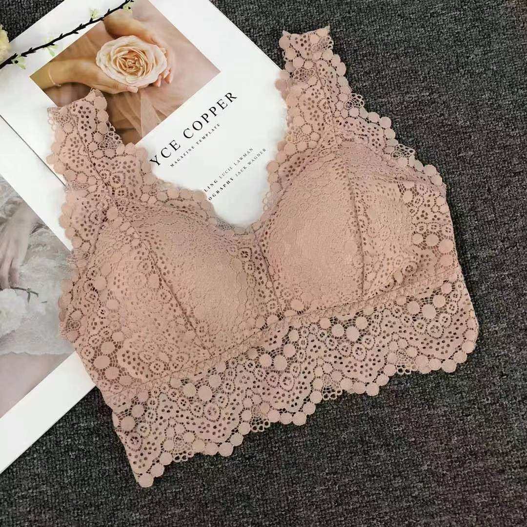 Nuevo encaje de alta elasticidad de alta calidad, chaleco de mujer sin anillo de acero, bra de yoga, ropa interior deportiva, mujer al por mayor