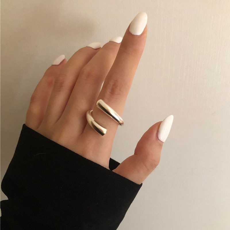 Geometric Open Ring For Women In Alloy Metal Adjustable Design_voghion.com