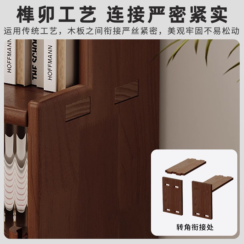 Armario de almacenamiento de ventana salediza de madera maciza Armario de almacenamiento de estilo japonés Estante de escritorio a prueba de polvo Taza de té Juego de té Armario pequeño