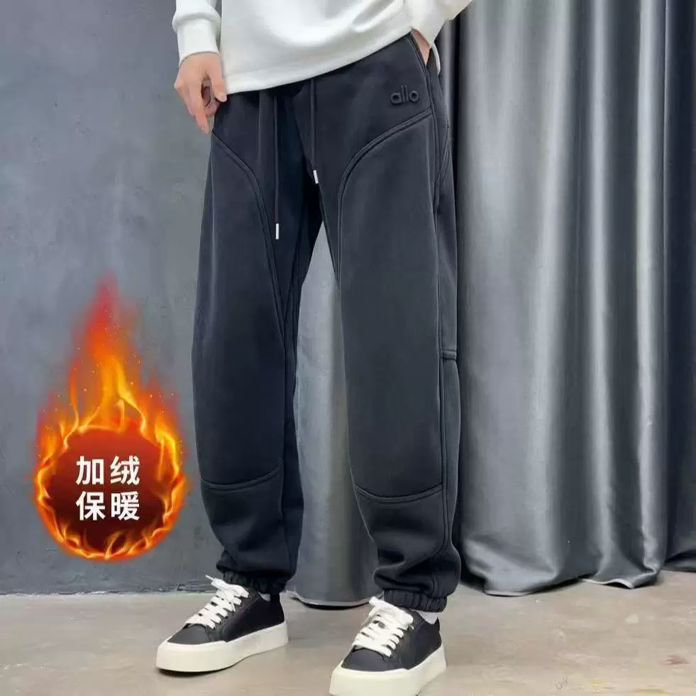 2025秋冬季新款潮牌复古做旧水洗男加厚小众休闲裤微弹宽松痞帅绒