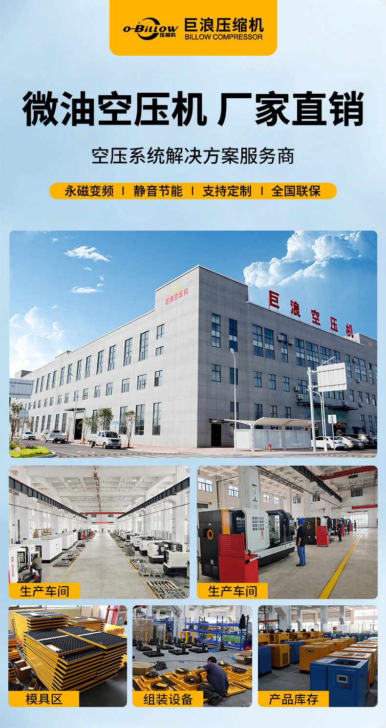 Giant Wave explosion-proof high-capacity air compressor, low-oil variable-frequency screw silent air compressor, original factory warranty, worry-free