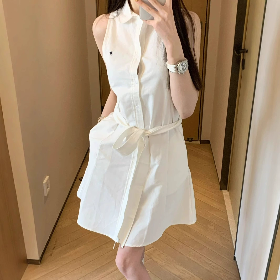 RL Raff Po логотип хлопчатобумажная мода девушка Polo Оксфордская рубашка платье платье суконная юбка с вышивкой без рукавов