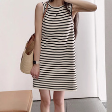ce25ss春夏新款凯旋门黑白条纹针织连衣裙+条纹针织背心