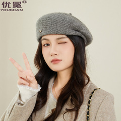 日韩气质显脸小贝雷帽秋冬保暖针织个性画家帽新款时尚百搭帽子女