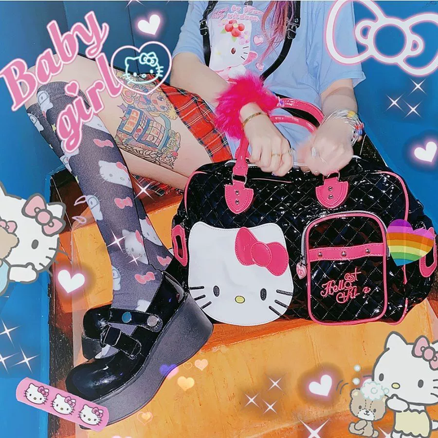 Hello kitty, Japanese polyurethane big capacious bag for traveling, backpack