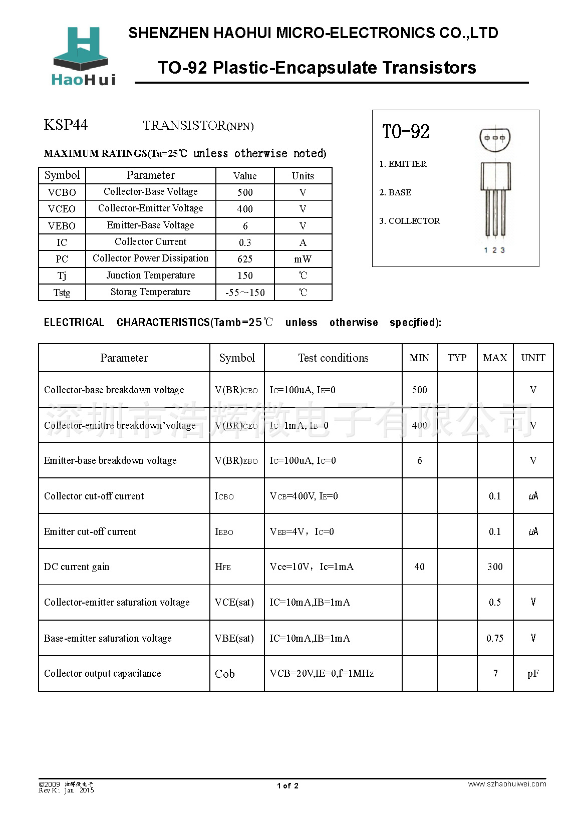 KSP44 TO-92_页面_1