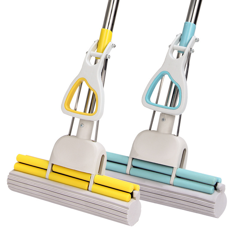 Varilla de acero inoxidable retráctil trapeador de limpieza del hogar trapeador de algodón de plástico rodillo de doble fila 27CM fregona fábrica al por mayor