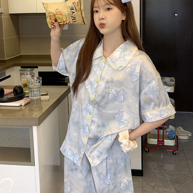 D.M-170 short blue bow cardigan