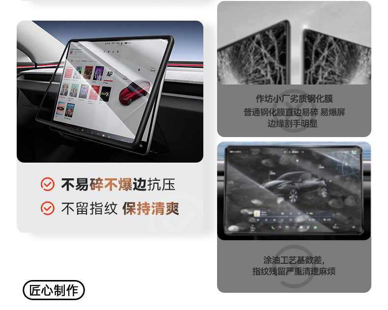 Suitable for Tesla's New Version of Model 3/Y/Yl Central Control Screen Tempered Film Rear Row Protective Film Frame
