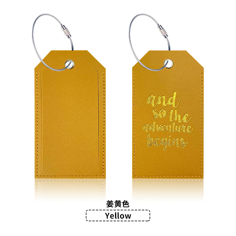 En stock tarjeta de embarque de cuero bronceado grueso de doble cara transfronteriza con tarjeta de papel de firma etiqueta de equipaje pu etiqueta de equipaje