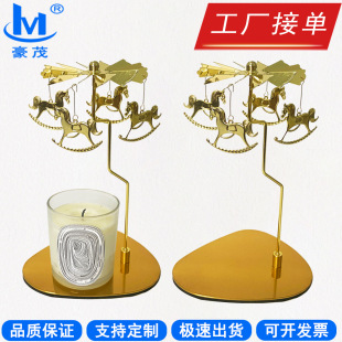 Source Factory Wholesale Amazon Aromatherapy Stainless Steel Dorothy Round Triangle Tray Rotating Candlestick Walking Lantern
