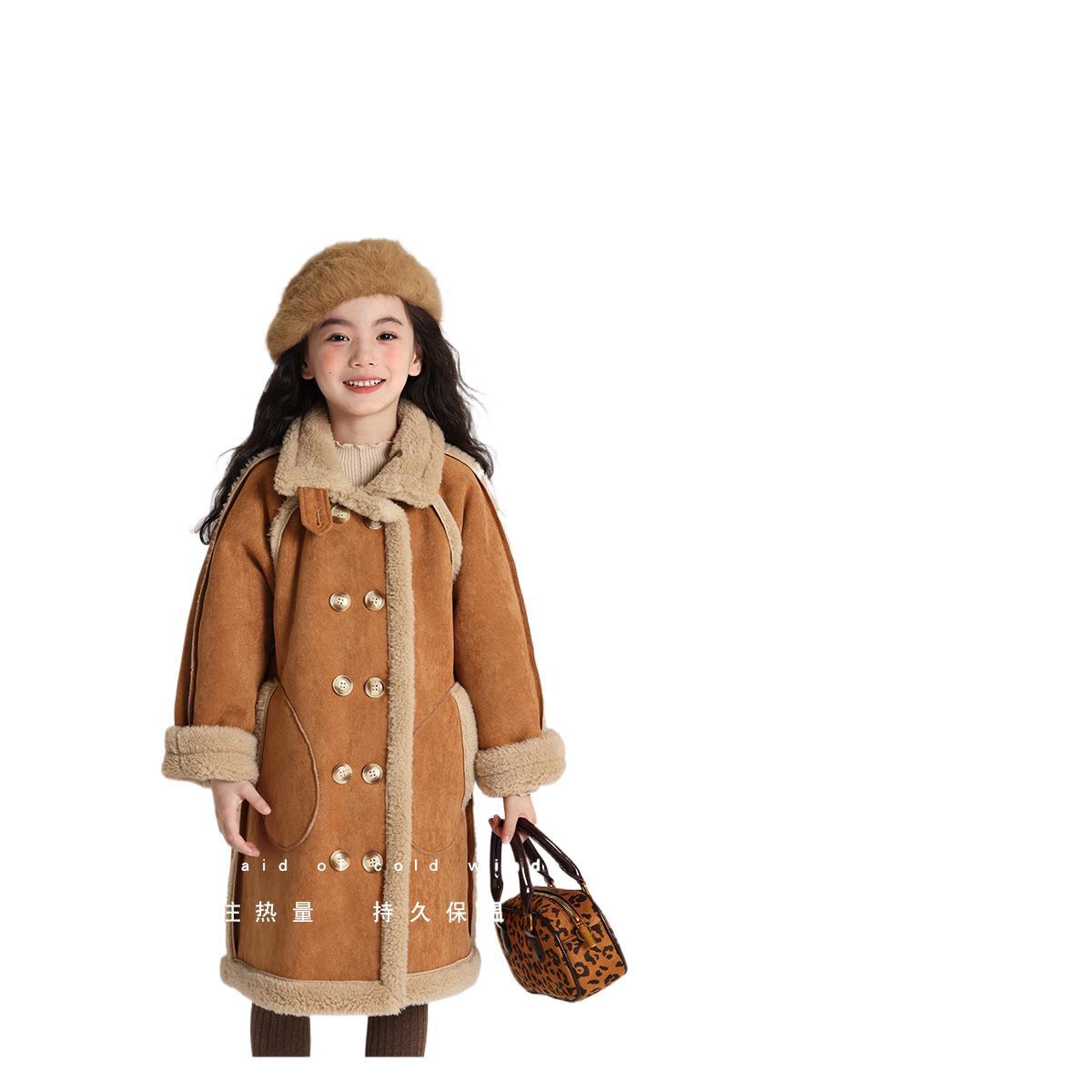 모모 아동복 겨울옷 여아 롱코트 2024 가을 · 겨울 새 어린이 기모 두껍게 양면 착용 코트