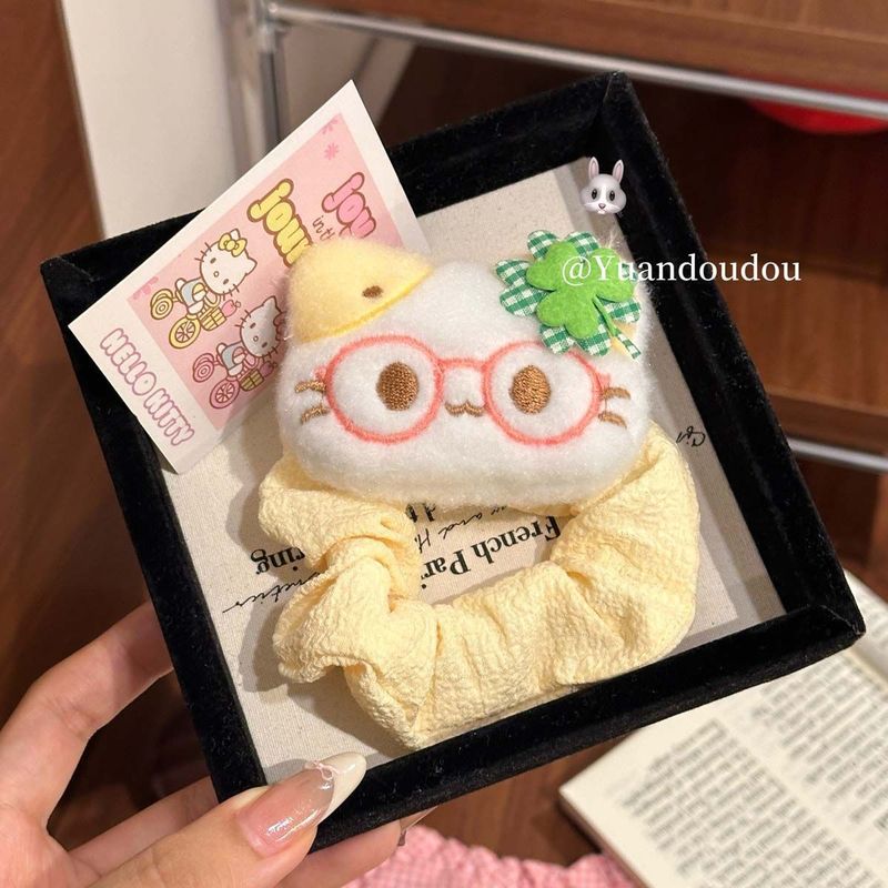 四叶草幸运小猫发圈发绳可爱卡通表情猫咪皮筋学生丸子头头绳礼物|undefined