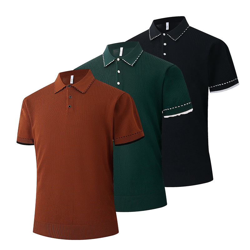 Polo camiseta de punto camiseta de manga corta hombre texturas viejas camisetas comerciales de hielo de verano fábrica transfronteriza al por mayor