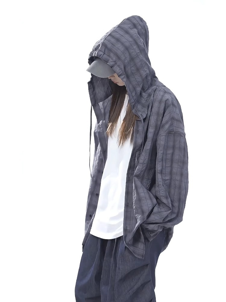 American Style Physical Sun Protection Textured Plaid For Men And Women, Summer Thin Couple's Versatile Shirt Jacket,_viptrois.com