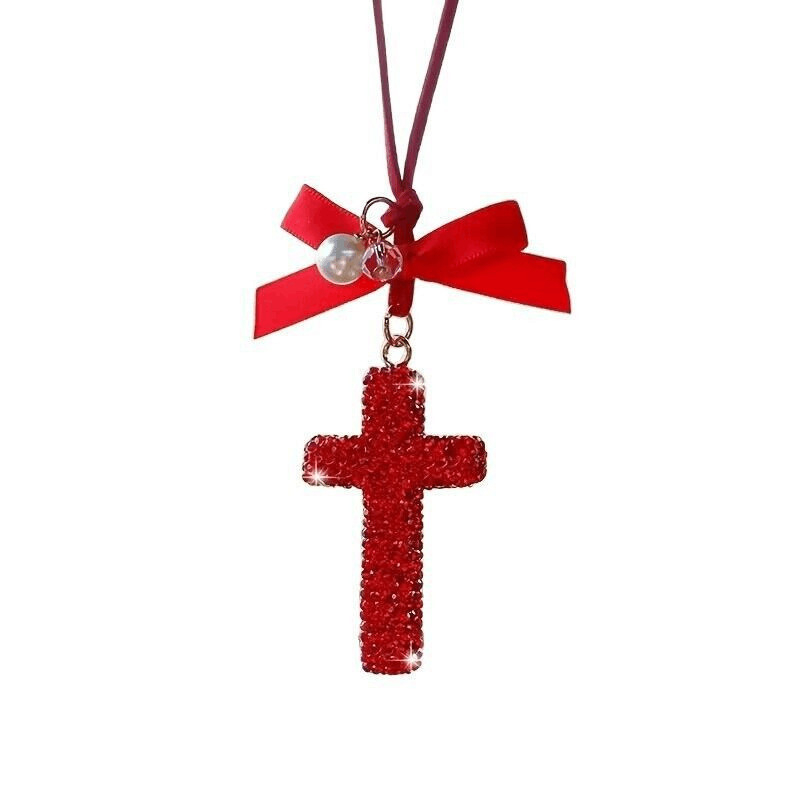 Cross-border new cross diamond car keychain full diamond mobile phone bag pendant key chain wholesale