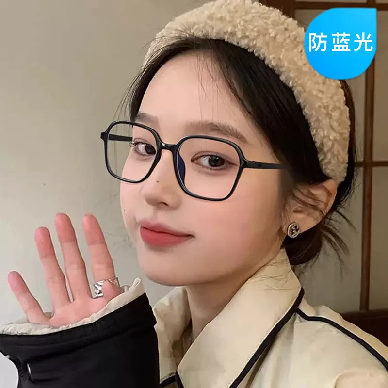 复古黑框眼镜女可配度数高级感多边平光镜早八素颜神器学生眼镜框