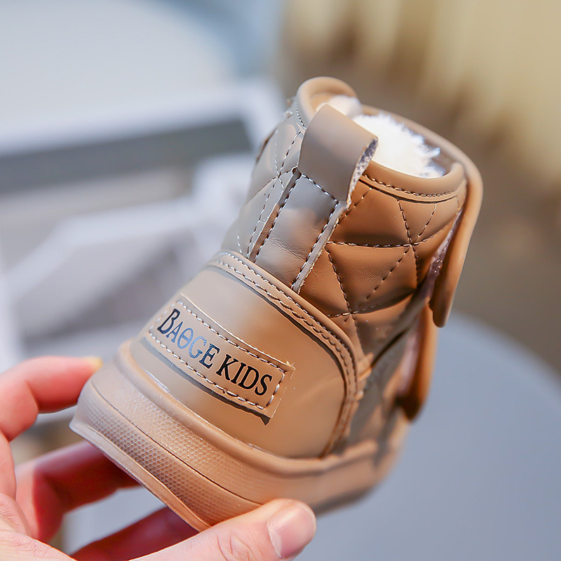 Scarponi da neve per bambini, scarpe in morbido cotone isolante, scarponi invernali medi e grandi per bambini, pane in velcro_voghion.com