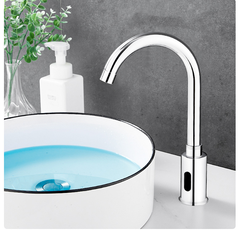Popular sensor faucet, kitchen all-copper faucet, household bathroom faucet, fully automatic commercial bathroom cold and hot single cooling undefined