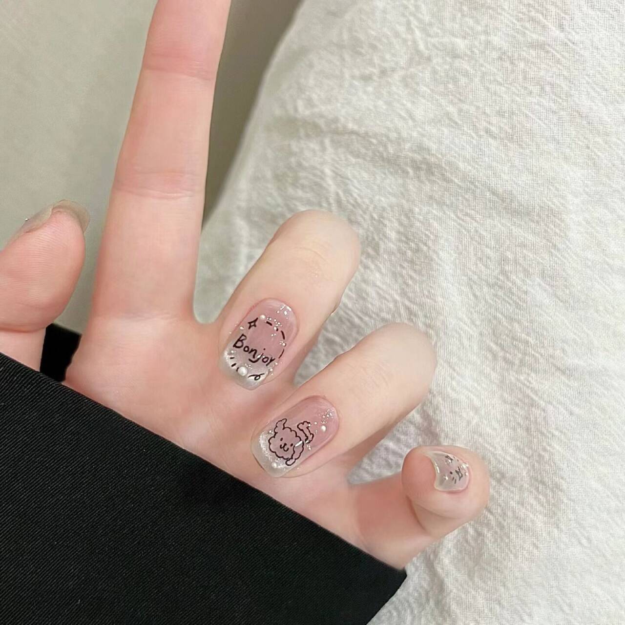 10 piezas prefabricadas de ojos de gato para usar uñas graffiti lindas perros uñas productos terminados desmontables pegatinas falsas al por mayor