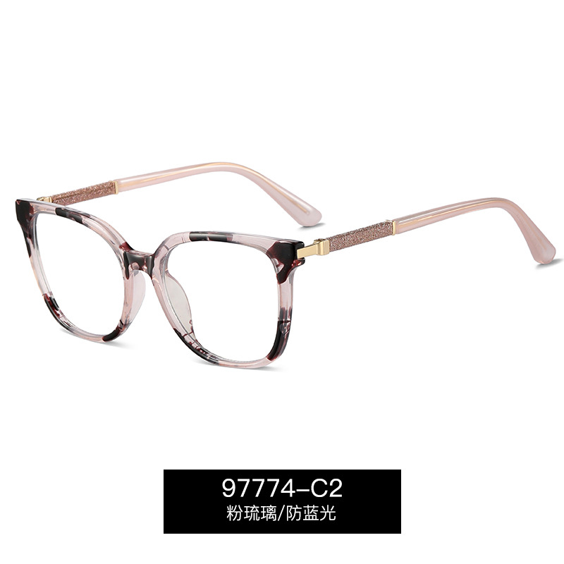 97774 Nuevas gafas anti-azul TR90 transfronterizas Gafas de montura completa Gafas planas de moda europea y americana para mujer