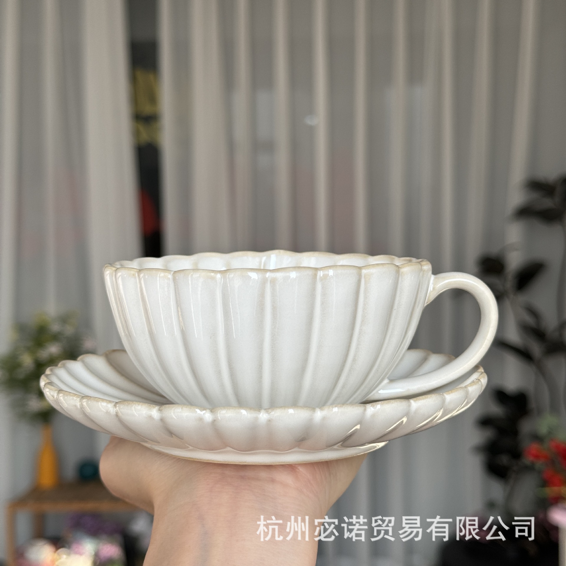 【국화 접시 컵과 접시】흰색