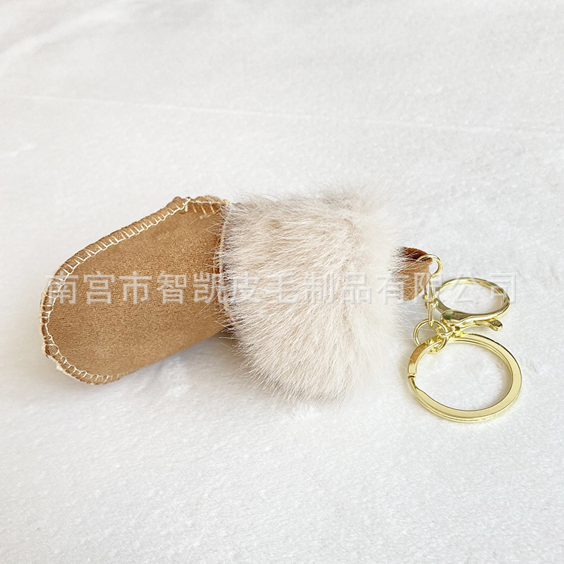 Simulated Sheepskin Mini Snow Boot Pendant Keychain Bag Accessory Cute Plush Couple Phone Chain