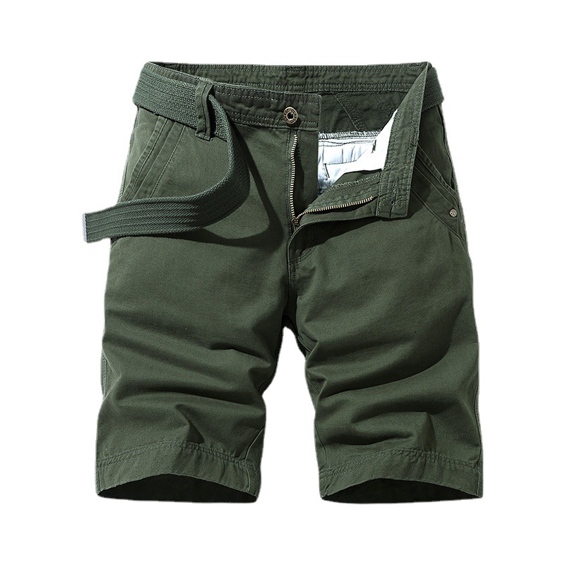 2022 nuevos pantalones cortos de verano de seis puntos pantalones cortos de playa de algodón para hombres pantalones de playa de Moda Verde estilo coreano pantalones Casuales