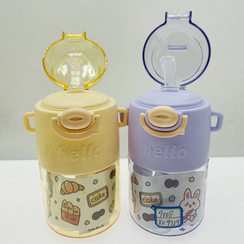 Weilong-9008 espacio taza 600ml niños estudiante pequeño oído Correa taza de agua macaron color a juego portátil taza de agua