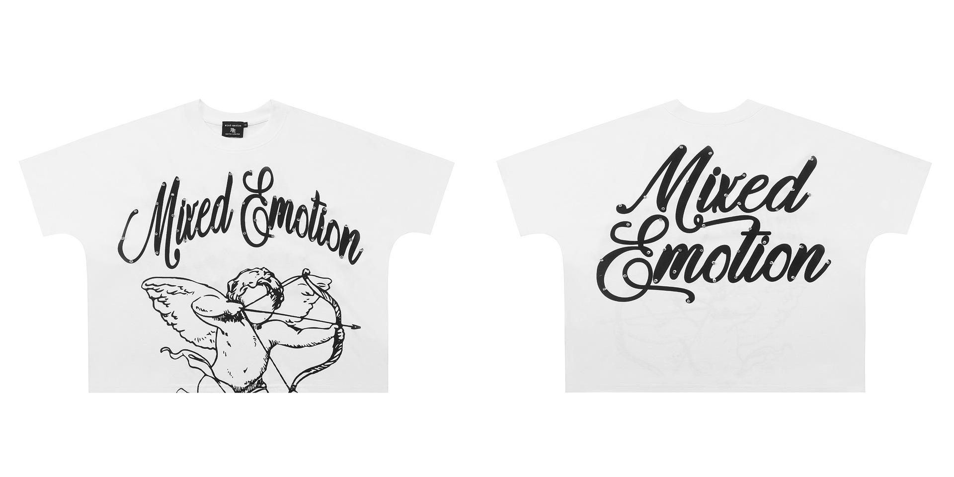 Transfronterizos MIXED EMOTION Ángel Impresión extraterrestre camiseta de hombre y mujer callejera de diamante de cuello redondo de manga corta